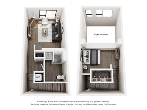 Floor plan for 1 bed, 1 bath, 636 sqft